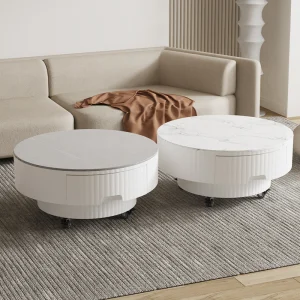 New Nordic Simple Round Coffee Table with Storage Small Apartment Living Room Multifunctional Space Craft