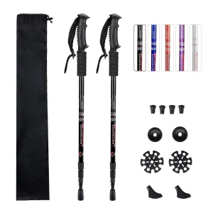 Aluminum Adjustable Walking Sticks Anti Shock Lightweight Hiking Trekking Poles