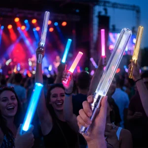 Multi Colored Reusable LED Acrylic Glow Sticks RGB Light Up Cylinder With Extruding Cutting Services For Concerts Event Supplies