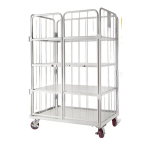 Wholesale Price Laundry Roll Container Cargo Storage Foldable Cage Cart Trolley