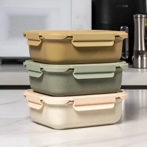 IKOO Leak-proof Microwave Safe Ceramic Food Storage Container with Glass Lid