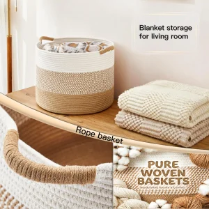 Cotton Rope Basket Woven Blanket Storage