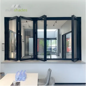 Multishades Chinese Factory Customizable Soundproof High Air Tightness Bi-Folding Aluminum Aluminium Window Double Glazing Glass