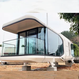 Modern Custom Size Color French Design Steel Structure Concrete Container Capsule Home Prefab Tiny Living Space For Hotel Resort