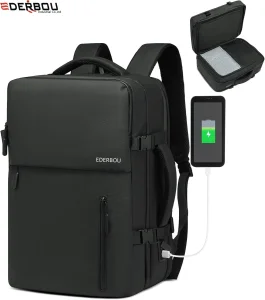 Mochila de mão para viagem com USB, 16-Inch Capacidade de mala, Aprovada por companhias aéreas