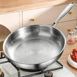 Premium Stainless Steel Skillet Stainless Steel Alloy Pan Non-Coated Home Use Steak Pan Gas Stove Compatible Titanium Cookware