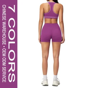 Yoga Clothing Set Women High Waist Tummy Control Shorts Sportswear Fitness Apparel Quick Dry Summer