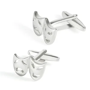 Polished Tragedy Mask Cufflinks