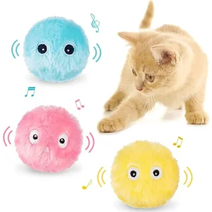Smart Cat Toys Interactive Ball Plush Electric Catnip Training Toy Kitten Touch Sounding Pet Product Squeak Toy Ball Cat Supplie