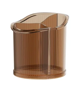 Nuevo modelo de moda organizador de brochas de maquillaje de escritorio de alta transparencia