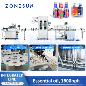 Zonesun Zs-STB150r Automatic Small Bottle Filling Machine Capping Sleeve Labeling Shrinking Machinery