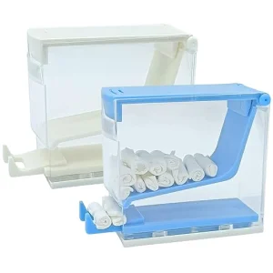 Cotton Roll Dispenser Divider Press Type Holder Cotton Swab Storage Box Acrylic Cotton Dispenser with Pull-out Tray