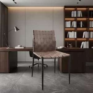 Leather Chair with Wood Accents