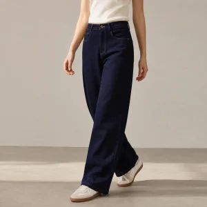 Faux Denim Thick Corduroy Plain Dyed Solid Straight Leg Pants Mid Waist Cotton Polyester Zipper Casual Autumn Winter Women Pants