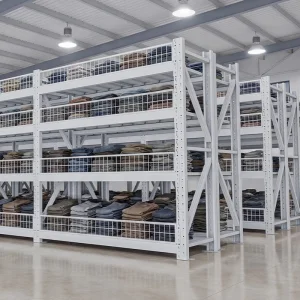 Boltless Adjustable 300kg/Layer Steel Racks Clothing Warehouse Industrial Stack Storage Racking Shelving System with Mesh Fence