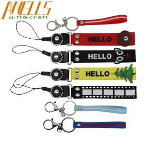 Custom Design Logo Branded Wrist Lanyard Strap Name PVC Short Lanyard with Carabiner Keychain