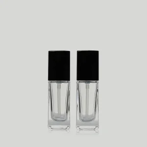 Empty Refillable Square Lotion Glass Foundation Bottle for Lotion Liquid Body Cream Cosmetic Travel Foundation Samples Vials