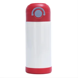 Kid Cup 12oz Vacuum Insulated Sublimation Blanks Kids Water Bottles for School with Lock Flip Top Lid