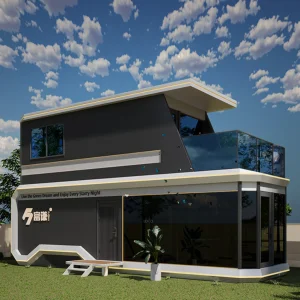 Modern Deluxe Double-Deck Steel Container Cottage Prefab Holiday Hotel Office Villa For House Apple Cabin Homestay Use