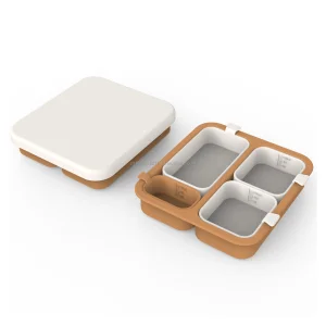 Hot Bpa Free Silicone Baby Combination Suction Divided Plate Kids Feeding Plate With Lid