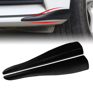 Protetores de Para-choque Traseiro Pretos Brilhantes 2PCS Protetor de Lábio Frontal de Carro Guarda de Canto de Carro Faixa Anti-Risco