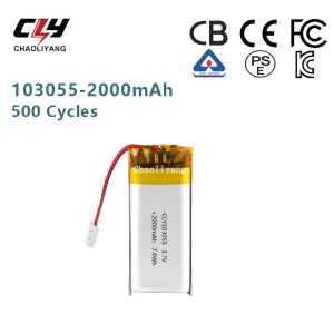 IEC62133, CE CB UL Kc FCC Certified 3.7V 103055-2000mAh High-Quality Polymer Lithium-Ion Battery