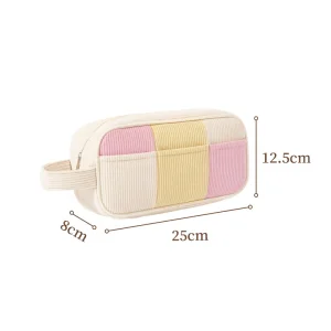 Puffy Corduroy Makeup Bag Plush Soft Cosmetic Storage Warm Travel Toiletry Bag Large Capacity Portable Organizer for Women