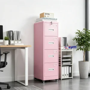 Anti-tipping Metal Vertical File Cabinet, Sturdy Steel Financial Document Storage System with Central Locking Bars