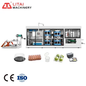 آلة إنتاج أغطية الأكواب البلاستيكية ذات المحطات المتعددة الأوتوماتيكية بالكامل آلة صنع حاويات الطعام البلاستيكية آلة تشكيل البلاستيك الحراري