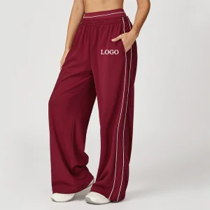 Custom Women's High Waist Windproof Winter Sweatpants Comfortable Jogger Fitness Sports Running Straight Leg Pant