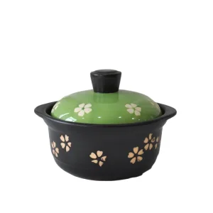 ODM Japanese Black & Green Contrast Cherry Blossom Ceramic Casserole Exporter, Companies