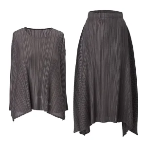 ODM Women’s Sleeveless Pleated Top and Skirt Set – Lightweight Asymmetric Hem Two-Piece Outfit Product, Service