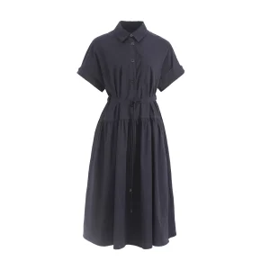 China Wholesale Custom Summer Fashion Lyocell MIDI Cotton Women Lady Short Casual Sleeve Elegant Work Office Dress with All Size Available