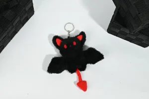 China Fluffy Black Bat Devil Keychain