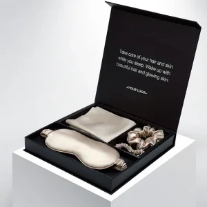 Luxury Silk Gift Set Custom Logo Includes Hair Scrunchies Pillowcase And Sleep Mask 100% Pure Satin Pillowcase