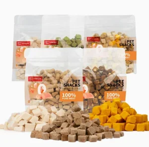 Galletas para gatos liofilizadas de carne real alta en proteínas, sabores de pollo, salmón, atún y pato, galletas calmantes
