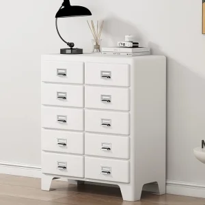 White Metal 10-Drawer Dresser | Modern Upholstered Storage Chest for Bedroom and Living Room
