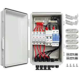 4 String PV Combiner Box for Solar with Lightning Catch 15a Fuse Holder and 63a Mcb IP65 Waterproof for On/Off Grid System DC