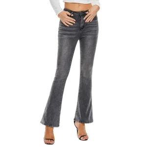 Calças de jeans de cintura alta em bell bottom