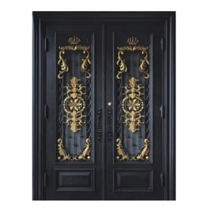 Custom Double Single Exterior Front Forged Wrought Iron Metal Steel Security Entry Exterior Door