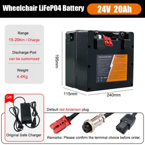 Cns 3000 Cycles Safe LiFePO4 Cell 24V 20ah E Wheelchair Lithium Battery Pack