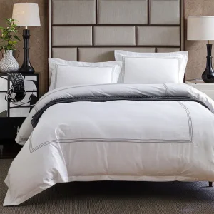 Luxury 4-Piece Embroidered Comforter Set 100% Cotton Bedding Collections with Woven Techniques for Hotels and Home Use