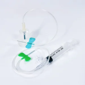 Set de infusión desechable con alas, tubo de PVC suave, mango de ABS con alas