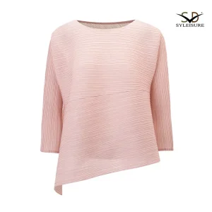 ODM Women's Pleated Long - Sleeve Asymmetric Top Manufacturer, Product