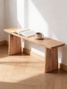 Solid Wood Modern Minimalist Bench &amp; Stool with Cushion for Entryway Dining Table Bed-End Living Room Home Use