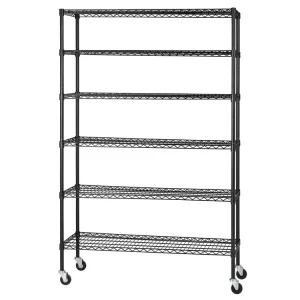Heavy Duty 6 Tier Metal Storage Adjustable 304 Stainless Steel Wire Shelving Trolley