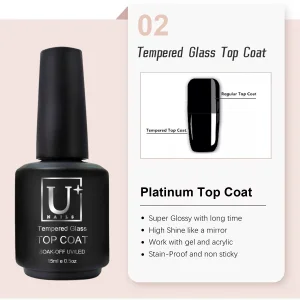 Customized New Product Golden Supplier UV Top Coat Gel Tempered Glass Top Coat No Wipe High Shine Logo the Best Gel Top Coat