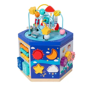 Wooden Activity Cube Baby Walker Learning Walker Activity Center Early Educational Push Pull Toys Baby Toddler Boys Girls