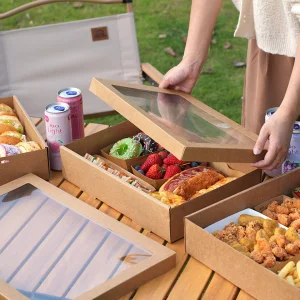 Custom Size Disposable Picnic Packaging Food-grade Kraft Paper Box