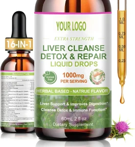 OE/ODM Liver Cleanse Detox Drops - Liver Supplement with Milk Thistle Silymarin Dandelion Extract Drink